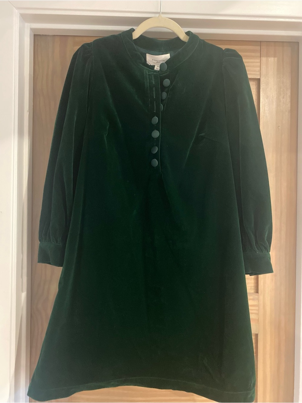 Tuckernuck Dark Green Velvet Long-Sleeve Shift Dress
